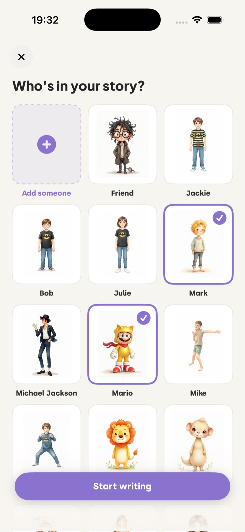 StorySafari write my own app screen 1