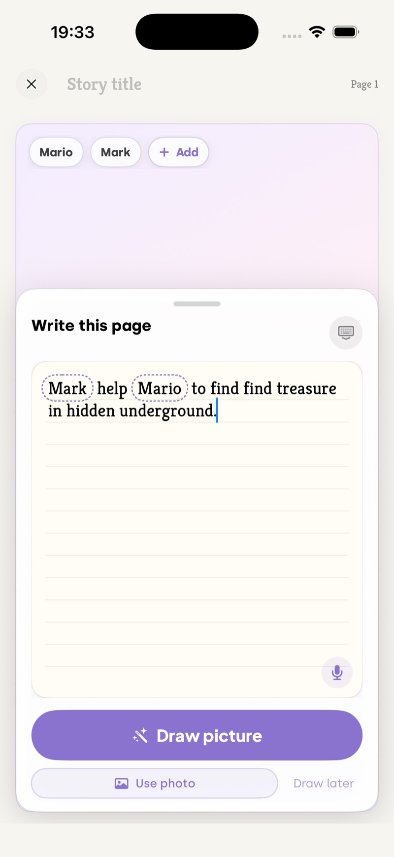 StorySafari write my own app screen 2