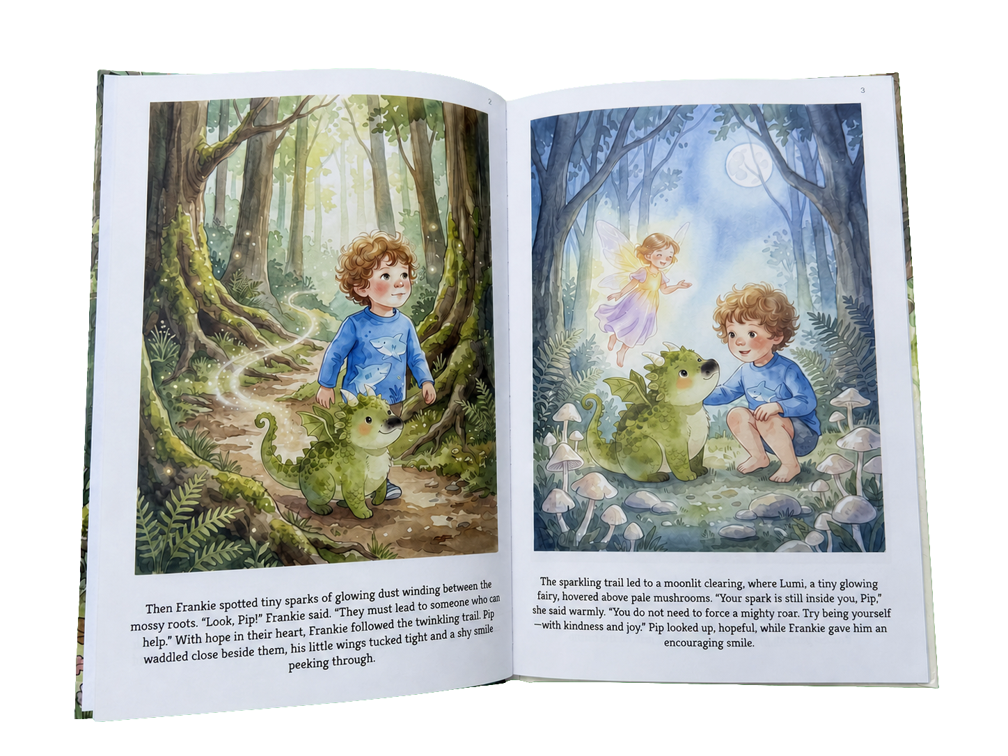 An open personalized StorySafari hardcover book