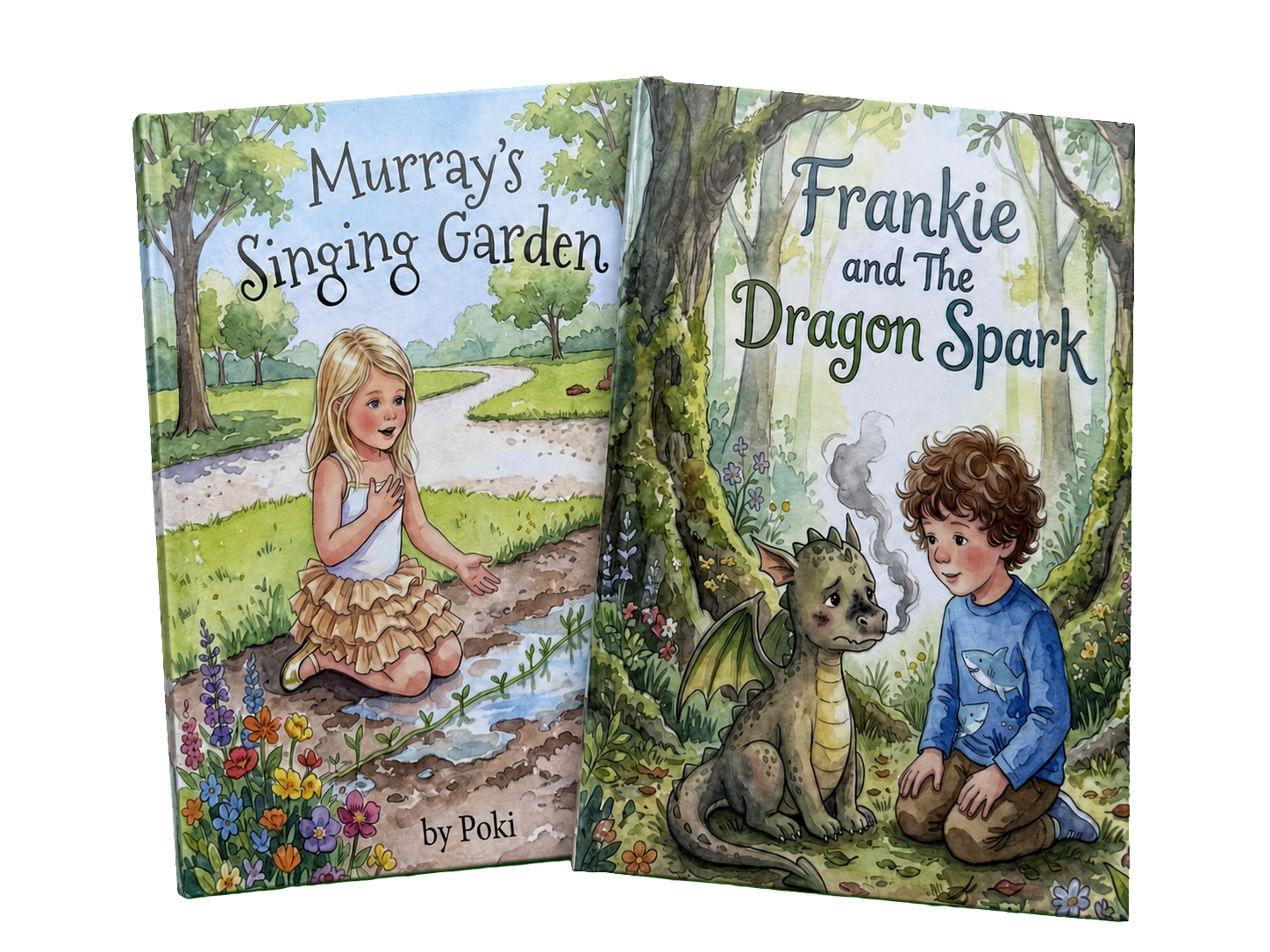 Two finished StorySafari hardcover books made from children's ideas