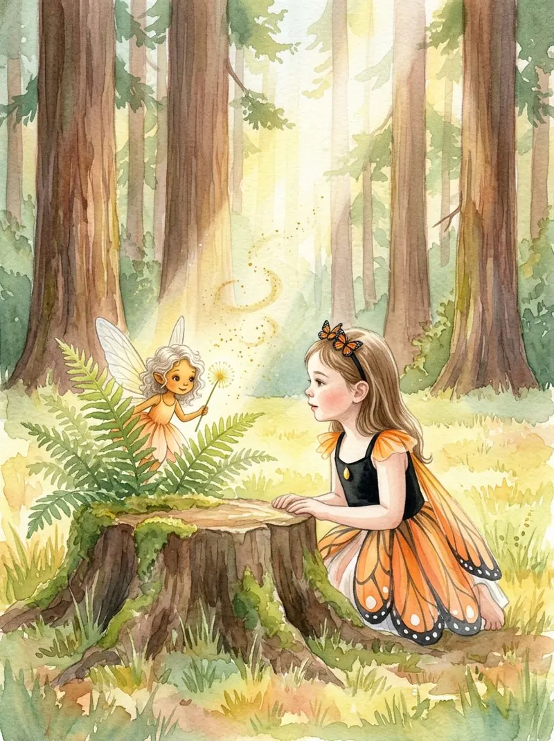 Illustrated StorySafari page from Wren and the Fairy Glow